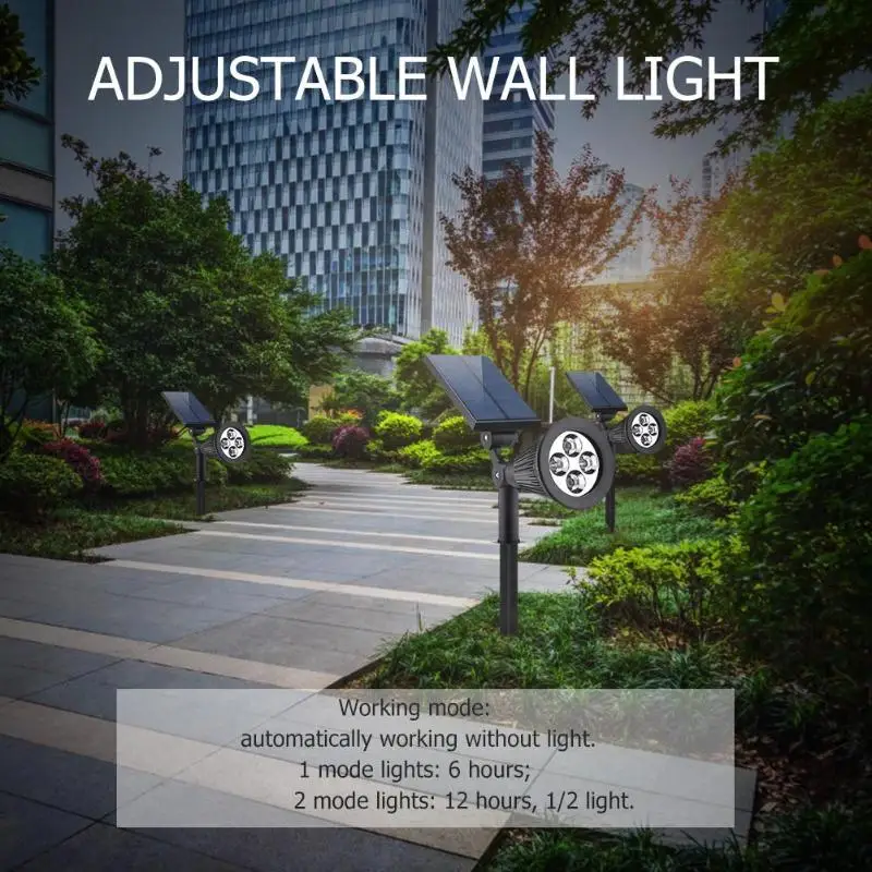 

2-in-1 Waterproof 4 LED Solar Spotlight Adjustable Wall Light Landscape Security Lighting Sensing Auto On/Off for Path Yard Gard