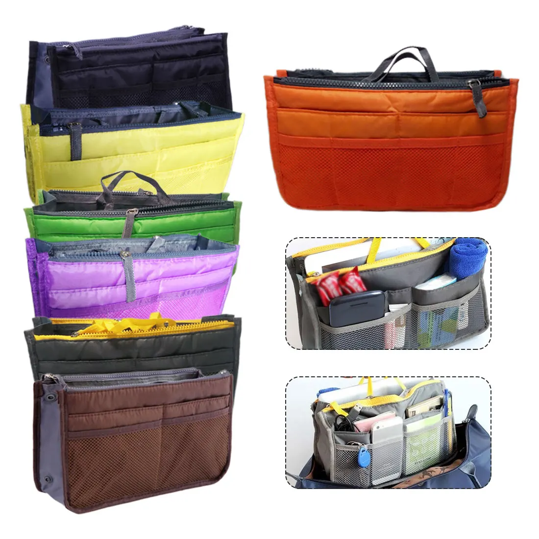 

Portable Multifunction Make Up Women Makeup Organizer Bag Dual Zipper Cosmetic Bag Toiletry Travel Kits Storage Bag