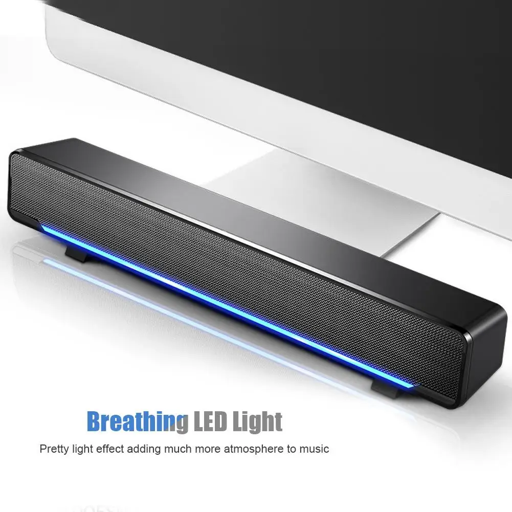 

bluetooth speaker USB Wired Stereo Soundbar Music Player Bass Surround Sound Box 3.5mm Input for PC