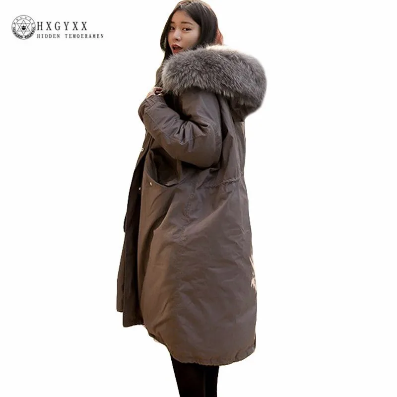 

Plu Size Fur Collar Winter Coat Women Puffer Jacket Long Thick Warm Pleated Cotton Outwear 2019 Korean Military Parka Okd531