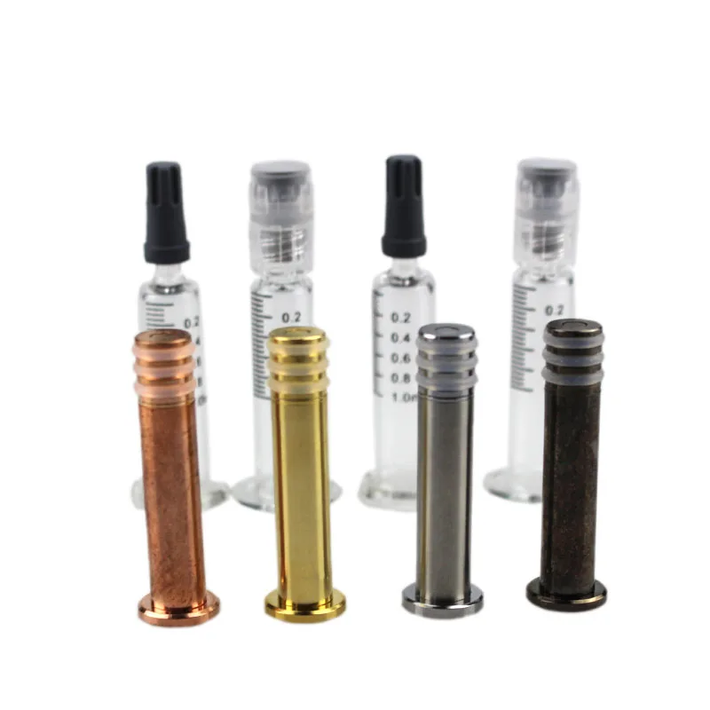

Colorful Metal Twist Plunger 1 ML Luer Lock Head glass syringes with measurement mark for For Oil Cartridge vape cartridges DHL