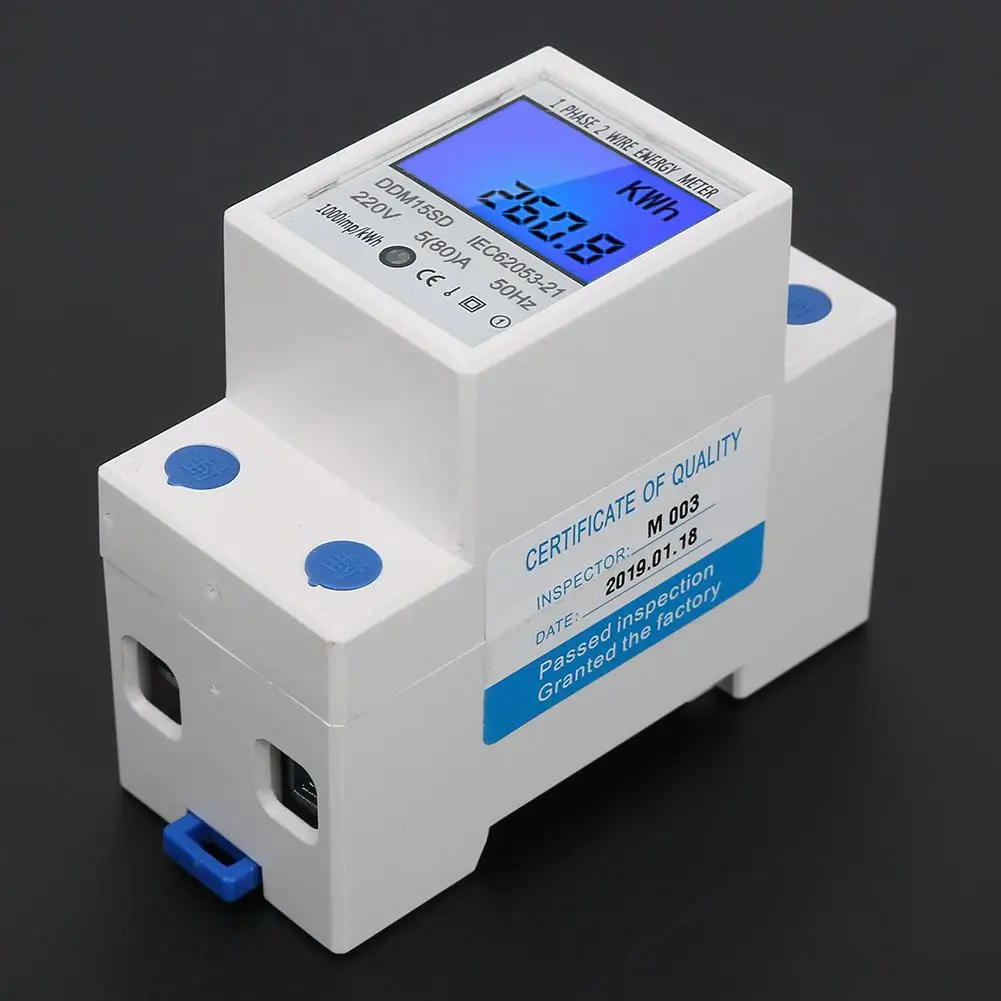 DDM15SD электронный измеритель мощности 5 80A LCD подсветка цифровой din рейка счетчик