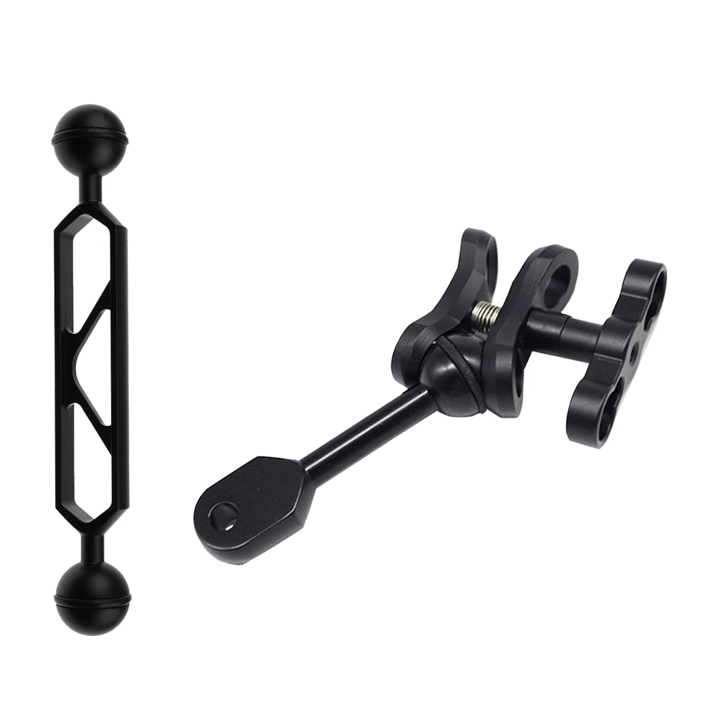 

Underwater Scuba Diving 6'' Dual with 4'' Single Ball Arm for Connecting Strobe/Video Light to Housing Clip Connector