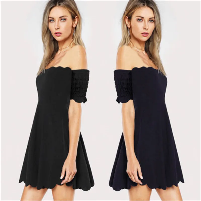 

New Women's Summer Casual Sexy Words Shoulder Strap Party Cocktail Swing Dress Mini Hot