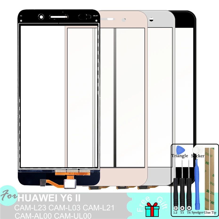 

Touch Screen For Huawei Y6 II CAM-L23 CAM-L03 CAM-L21 CAM-AL00 CAM-UL00 Digitizer Panel Front Glass Lens Sensor 5.5