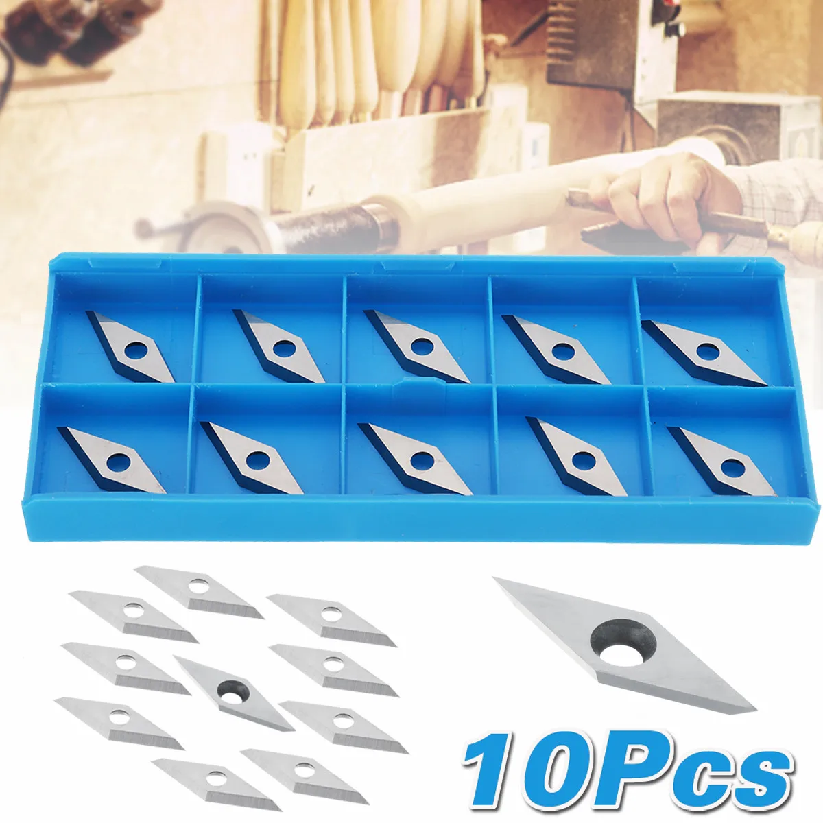

WOLIKE 10pcs Diamond Sharp Carbide Inserts Blades Lathe Turning Tool For 35 degree arbor Woodworking Parts