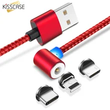 KISSCASE плетеный трос Магнитный Тип C Micro USB для iPhone Быстрая зарядка передачи данных адаптер зарядки для huawei