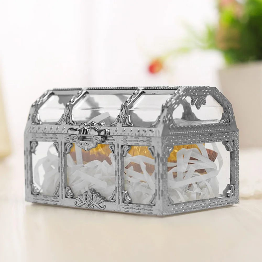 

Party Gift Case Candy/Chocolate Sweet Delicate Plastic Gold/Silver Chest Box