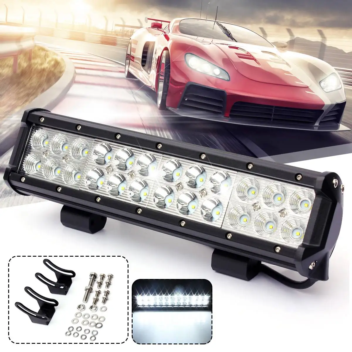 

72W 5760LM LED Off Road SUV Truck Work Light Bar Spot Flood Combo Beam Lamp for Jeep Boat ATV 6500K Waterproof 12 Inch Work Lamp