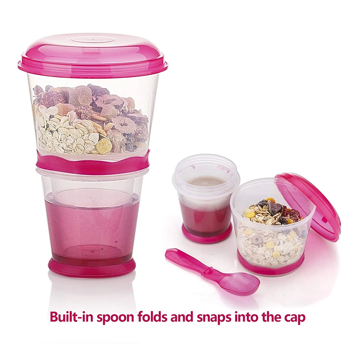 

Creative Breakfast Cup Oatmeal Cup Cereal To Go PP Material Snack Cup With Lid Foldable Spoon Food Container Keep Milk Cold