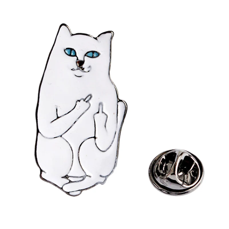 

Cartoon Funny White Cat Brooch Animal Enamel Enamel Pins Metal For Women Jackets Lapel Pins Bag Metal Badges Button Corsage Je