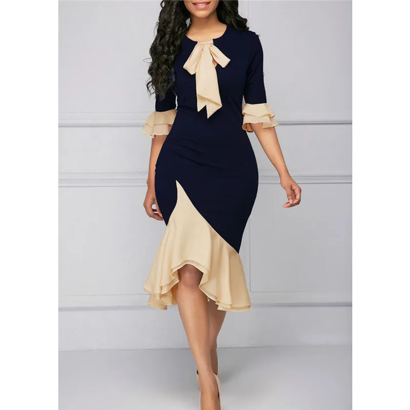 Новейший стиль новинка женское Кружевное облегающее платье с оборками