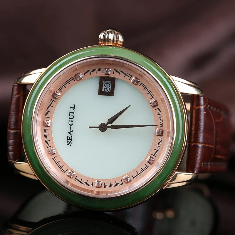 Hetian Jade Чайка механические наручные часы розовое золото порно пара часов Синьцзян