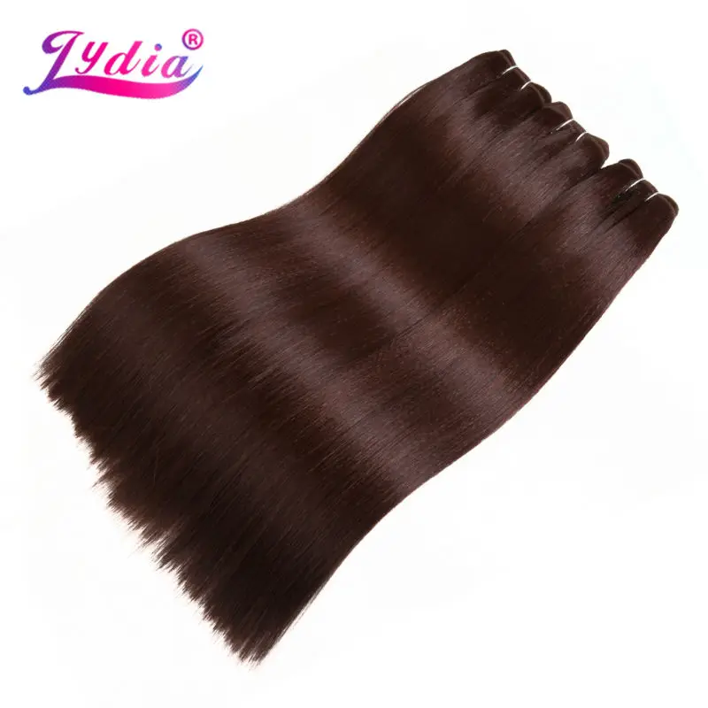 Lydia Synthetic Hair Extension 3Pieces/lot Silky Straight Yaki Weaving 10-26 Inch Pure Color 33# 100% Futura Fiber Bundles Brown