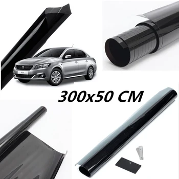 

50cmx300cm Dark Black Car Window Tint Film Glass VLT 5% Roll 1 PLY Car Sunshade Insulation Explosion-proof Sunscreen
