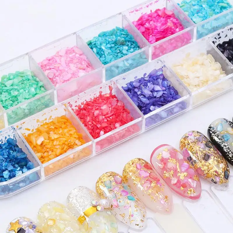 

BearPaw Nail Art DIY Glitter Seashell Irregular Flakes Sequins Nail Glitter Powder DIY Mixed Shell Decoration