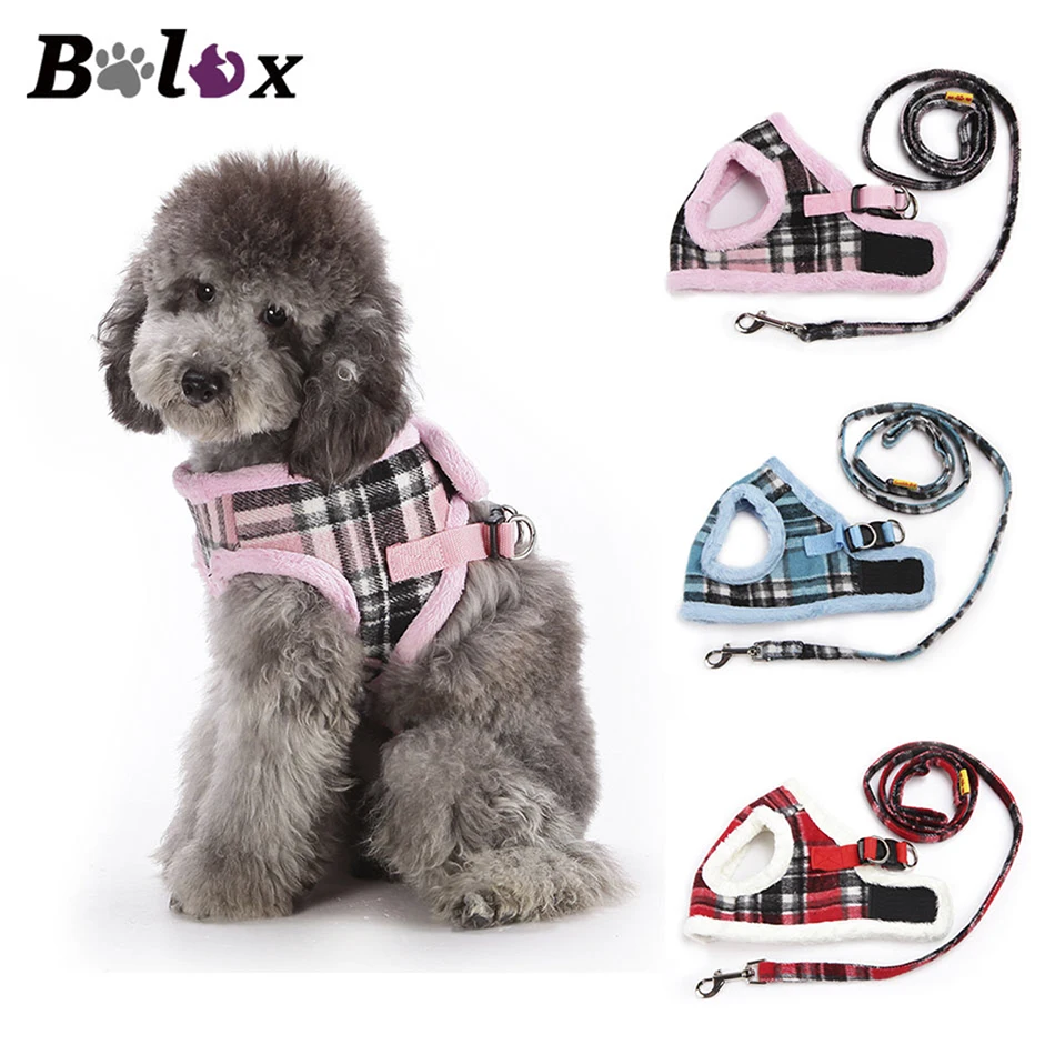 Dog Harness Vest Thicken Warm Dog Clothes With Walking Lead Leash