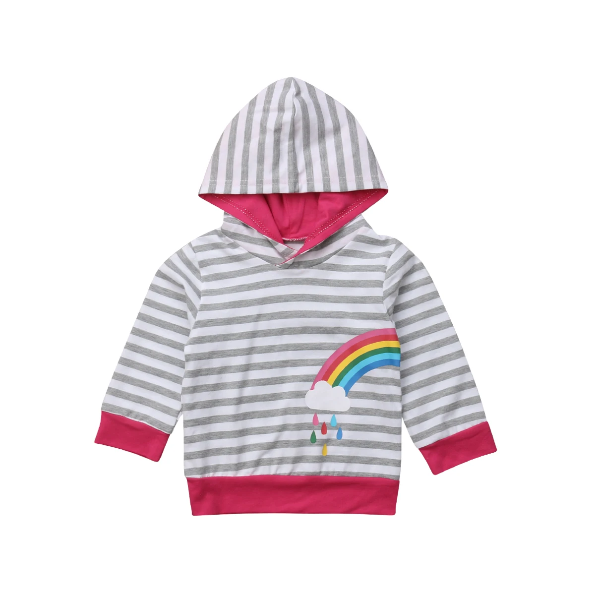 

Toddler Kids Baby Boys Girls Tops Hooded Sweatshirt Long Sleeve Striped Cotton Outerwear Clothes Girl 2-7T