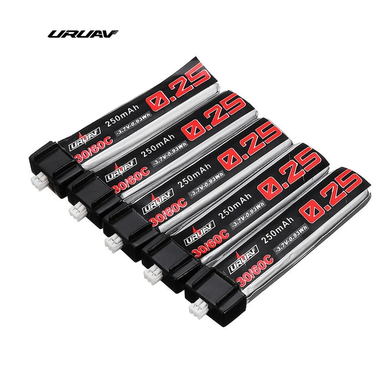 

5Pcs URUAV 3.7V 250mAh 30C/60C Lipo Battery PH1.25 for Blade QX CPX Tiny Whoop TINY6 6X For RC Quadcopter Part