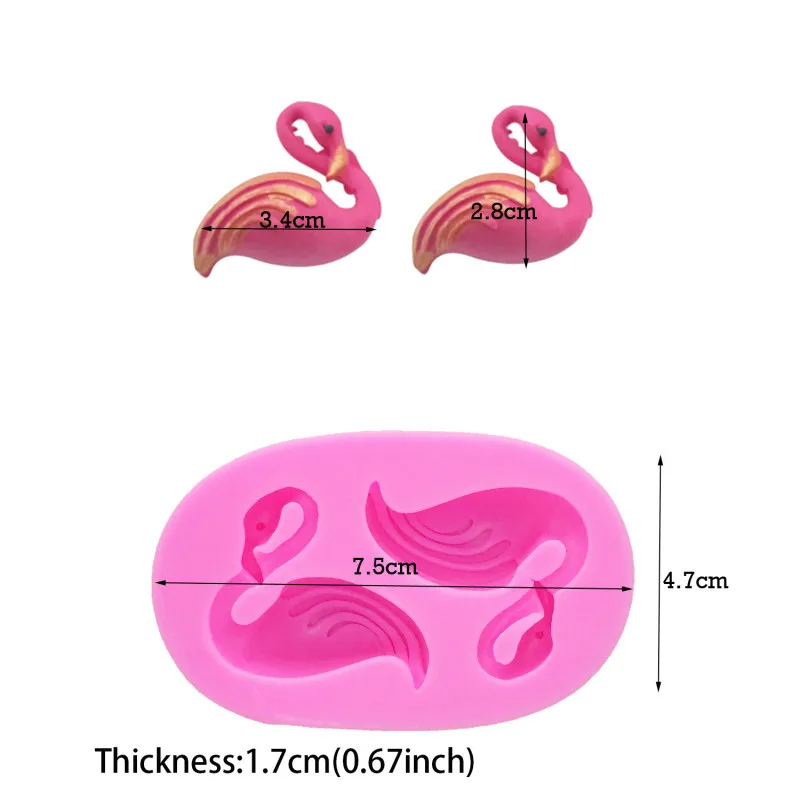1 piece Flamingos Swan Shaped 3D Reverse Sugar Molding Fondant Cake Silicone Mold Polymer Clay Molds Chocolate Decoration Tools 