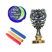 Винтажная сургучная Печать комплект печатей оставайтесь в дикой Луне ребенок металлический Дракон ручка свадебные приглашения Фирменная специальная печать штамп