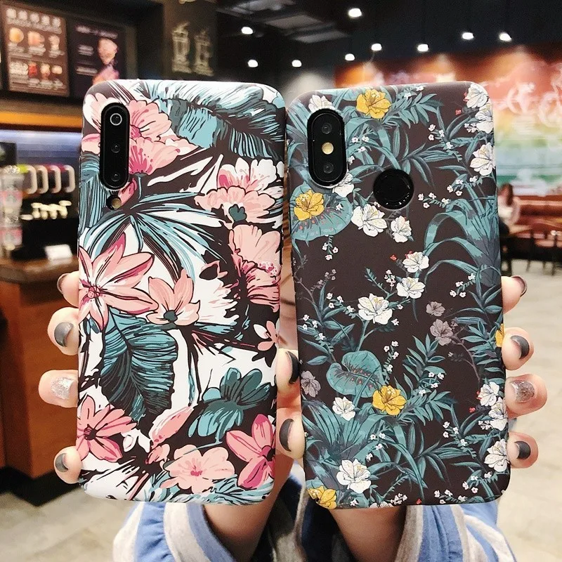

Case For Xiaomi Mi 8 9 Mi9 Lite A2 6X Redmi Note 6 7 Pro Retro Flower Plants Hard PC Full Protection Luxury Floral Back Cover
