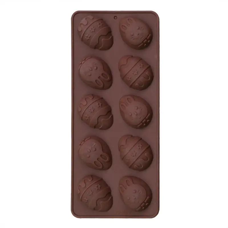 

10 Cavity Easter Egg Shape Carving Rabbit Pattern Chocolate Mold DIY Silicone Baking Cake Pastry Moulds Tool