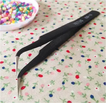 

Carbon Steel High precision black curved tweezer DIY handicraft hama bead clamp plier nipper perler bead nipping