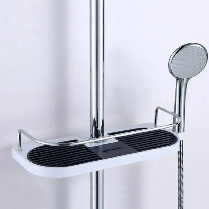 

Bathroom Shelf Multifunction Storage Rack Shower Head Shampoo Holder Towel Tray Adjustable Bathroom Shelves Single Tier