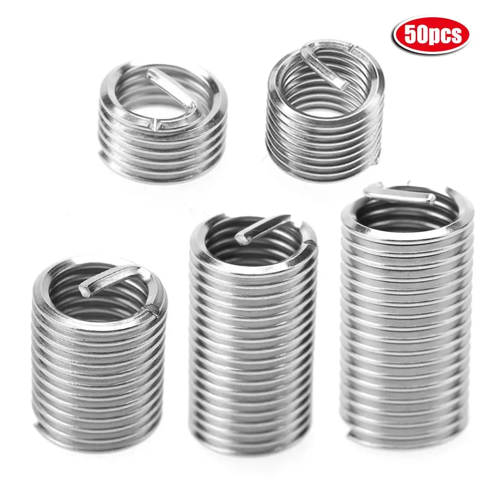 

50pcs/Box Threaded Insert M10 1.5mm pitch Stainless Steel 1D/1.5D/2D/2.5D/3D Coiled Wire Helical Screw Thread Inserts