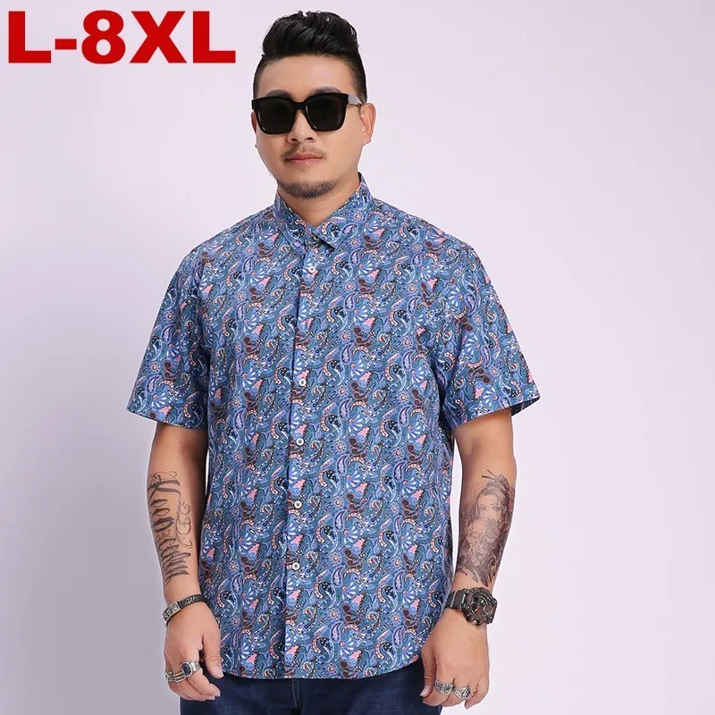 8xl 7xl 6xl плюс размеры Мужская гавайская рубашка мужской повседневное Camisa Masculina Печатных Пляжные рубашки короткий рукав лето для мужчин