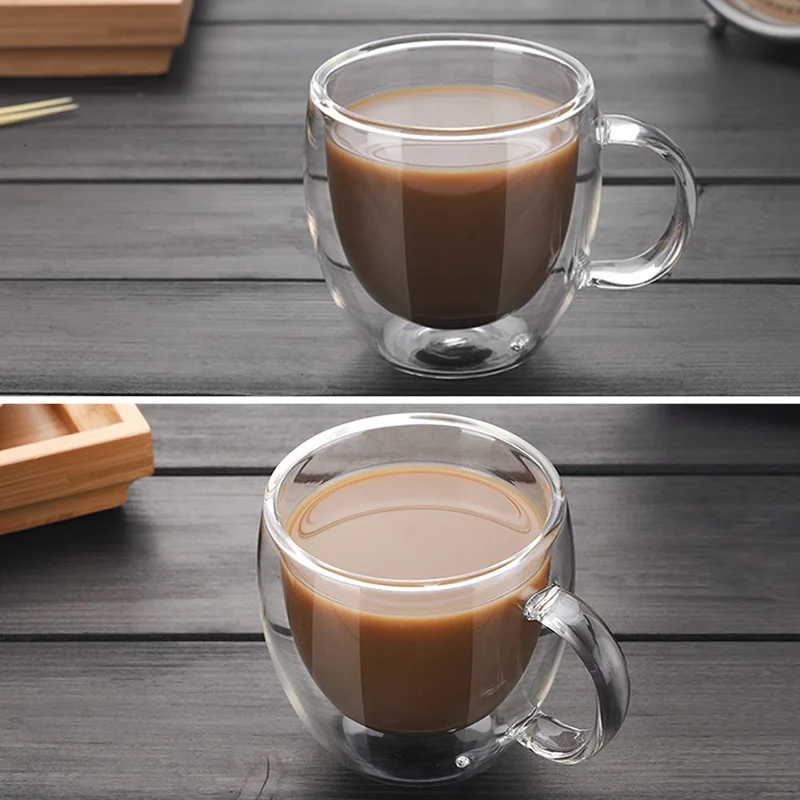 

Simple style Transparent Drinkware Coffee Cups Tea Set Mugs Beer Drink Office Mug Double Glass Cup