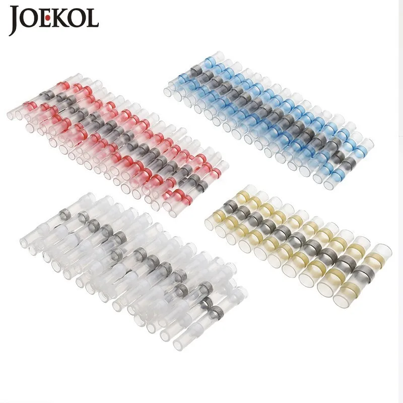 

50/100PCS Wire Connectors 22-18AWG Waterproof Solder Seal Heat Shrink Butt Connectors Terminator Electrical Wire Crimp Terminals