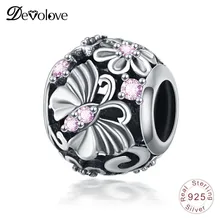 Devolove S925 серебро бабочка разделитель для шармов Fit Pandora очаровательный посеребренный браслет ювелирные украшения в подарок