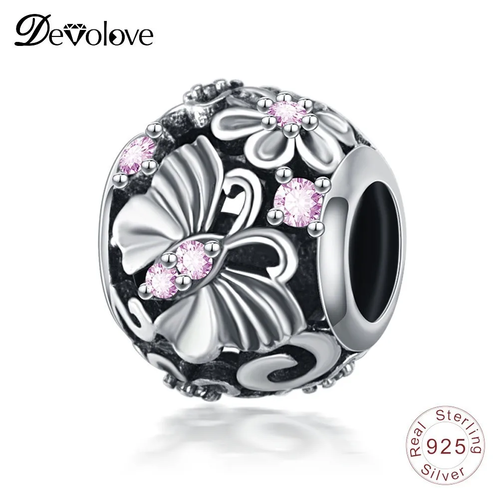 

Devolove S925 Sterling Silver Butterfly Spacer Charms Beads Fit Original Pandora Charm Bracelets Silver Jewelry Accessories Gift