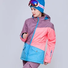 Лыжи куртка женщин открытый зимний сноуборд лыжная одежда горные лыжи одежда согреться красочные лоскутная туризм