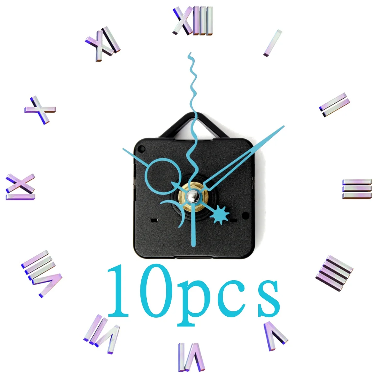 

10 pcs Blue Diy Tool Hand Work Quartz Wall Clock Spindle Movement Mechanism Repair Part Kit Plastic Aluminum
