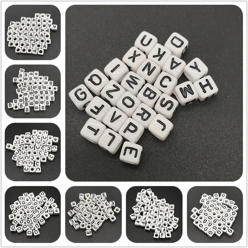 100pcs 7mm Letter Beads Pink Mix Oval Shape 26 Alphabet Charms DIY Beads For Bracelet Necklace Jewelry Making