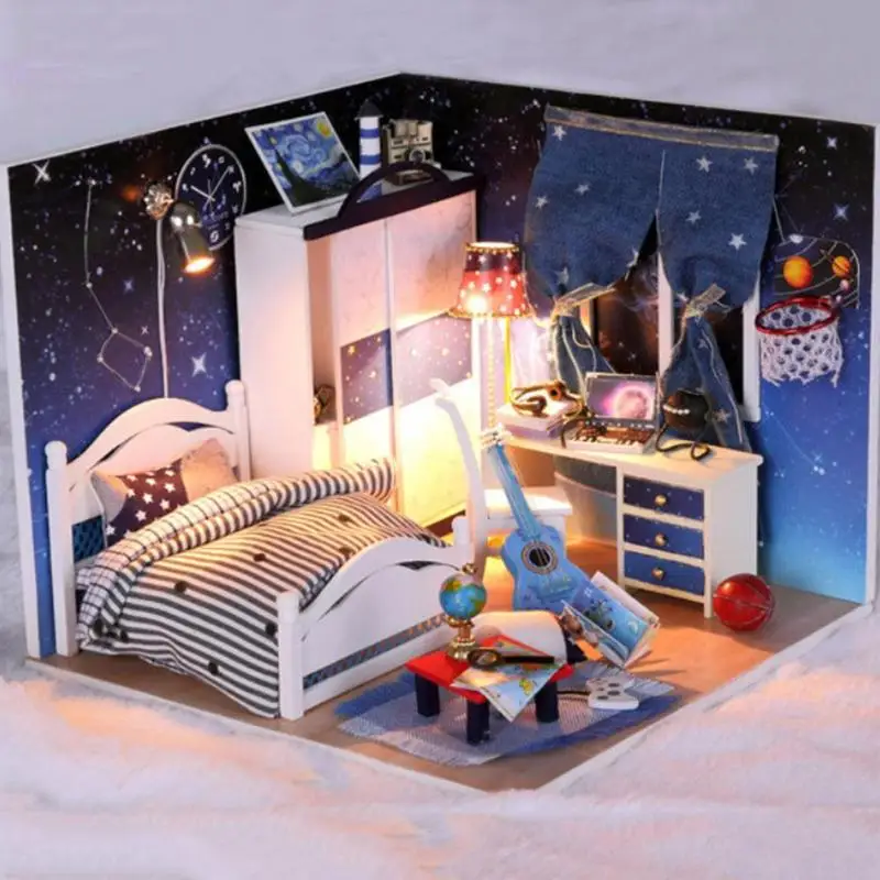 Doll House Furniture DIY Miniature 3D Wood Dollhouse Craft Toy Villa Model