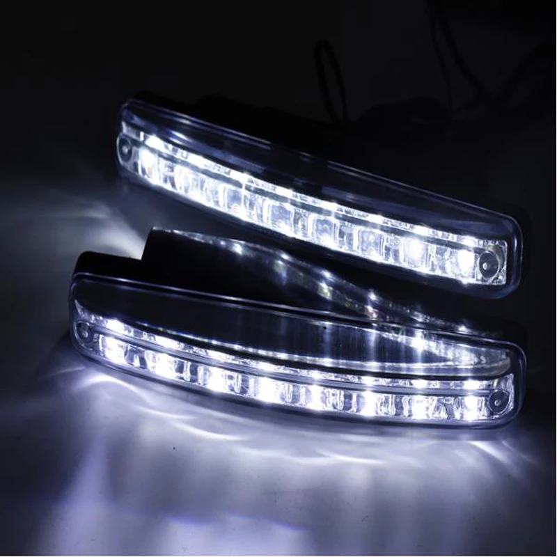 1pc Universal Car LED Light 12V 8LED Daytime Running Fog Lamp Driving Light Super Bright White Auxiliary Fog Lights