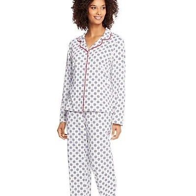 Hanes 722691031421 вязать Зубчатый воротник PJ набор цвета слоновой кости Снежинка