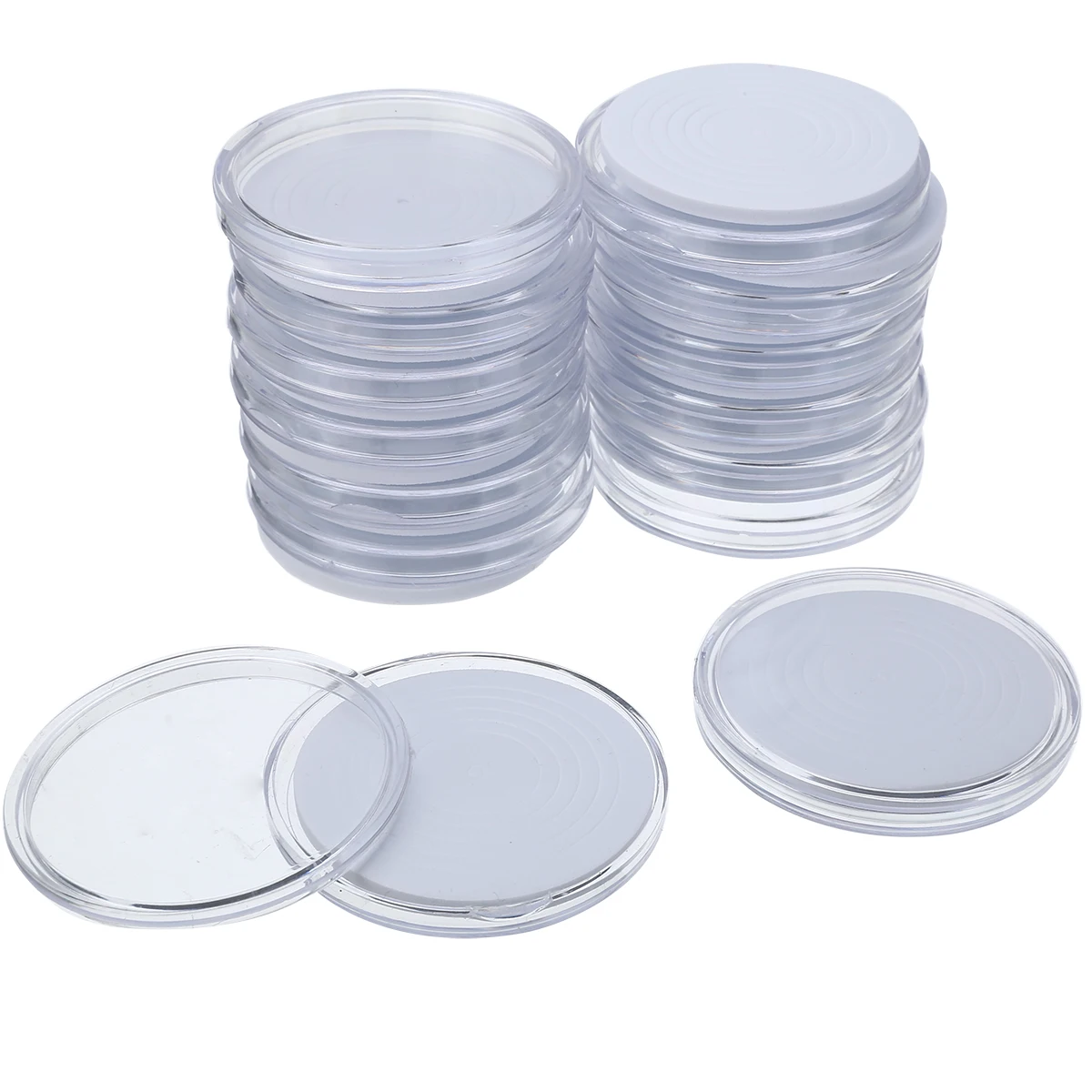 20pcs 46mm Round Clear Coin Capsules Holder Storage Case Container Display Boxes Small Plastic Coin Case for Zodiac Coins