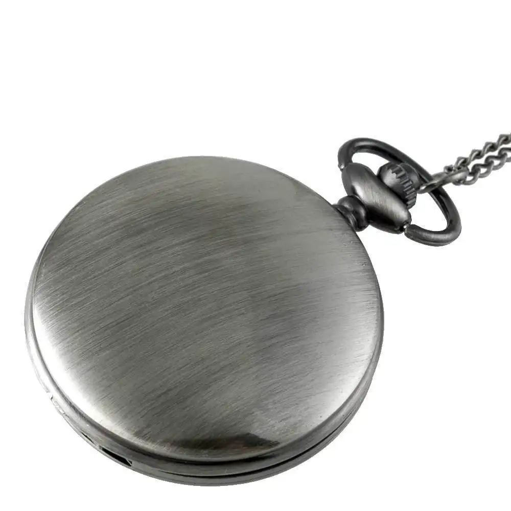 45mm Full Hunter Quartz Engraved Fob Retro Pendant Pocket Watch Chain Gift