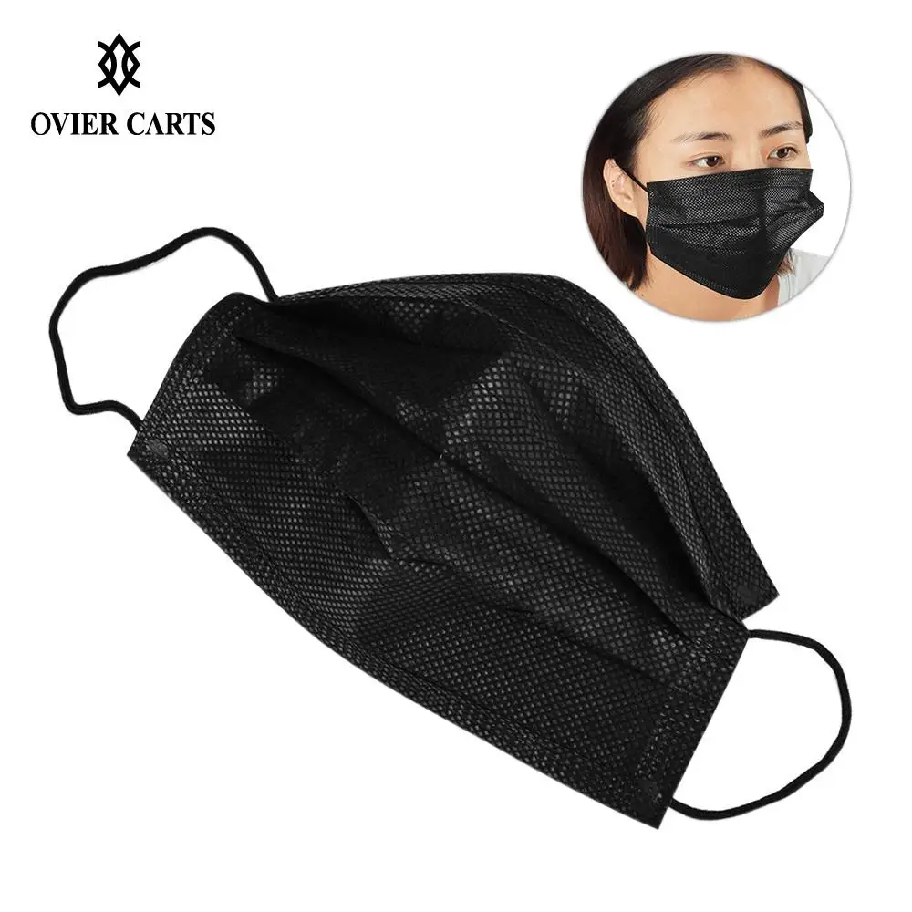 

10Pcs face mask mouth masks medical mask Black Cotton Disposable 3 Layer Surgical Dental Earloop Activated Carbon Anti-Dust