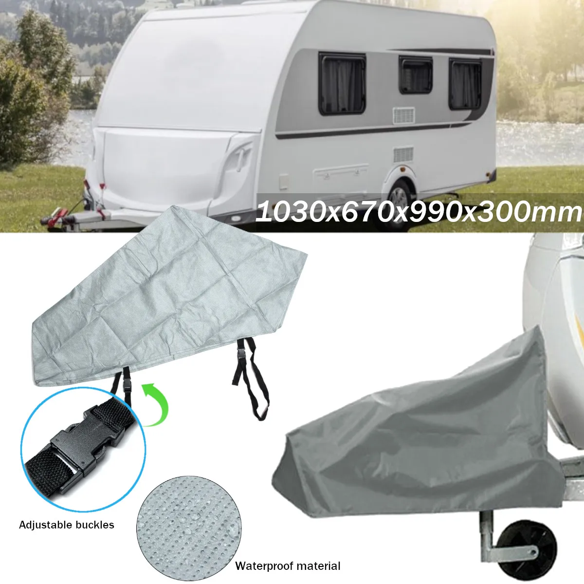 Grey Waterproof Caravan Tailer Towing Hitch Coupling Lock Cover