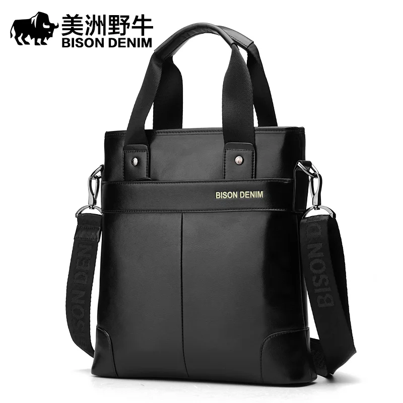 BISON DENIM Men Shoulder Bags Brand Handbag Briefcases Genuine Leather Business Tote Bag Men's Messenger Bag Casual Travel Bag BISON DENIM Men Shoulder Bags Brand Handbag Briefcases Genuine Leather Business Tote Bag Men's Messenger Bag Casual Travel Bag