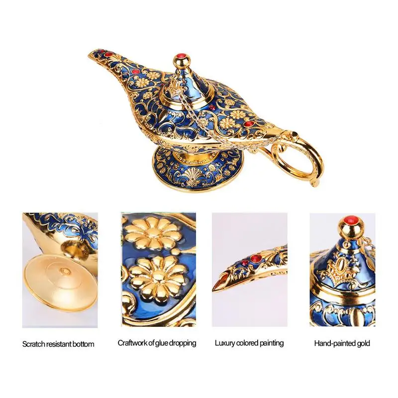Aladdin Magic Lamp Tin Retro European Art Crafts Zinc Alloy Exquisite Craft Ornament Home Furnishings Decorations Wishing Lamp