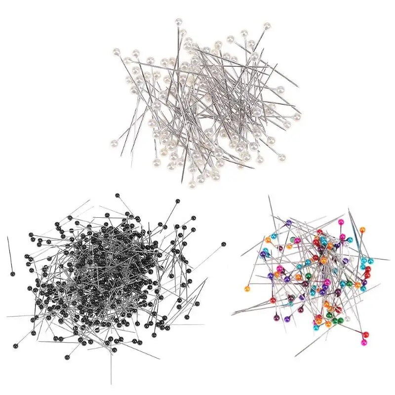 

100pcs Round Pearl Head Sewing Needles Stitch Pins Wedding Bride Corsage Accessories