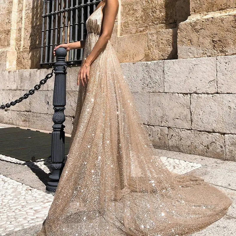 Алмазное вечернее платье Vestidos Verano 2018 сексуальное Элегантное Длинное кружевное с