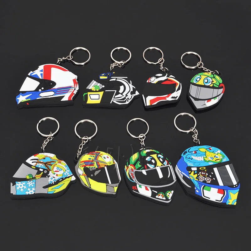 

Motorcycle Helmet Model Keychain Keyring Key Chain Rubber Key Ring For VR 46 93 Moto Gp Racing Honda Yamaha Motors Accessories